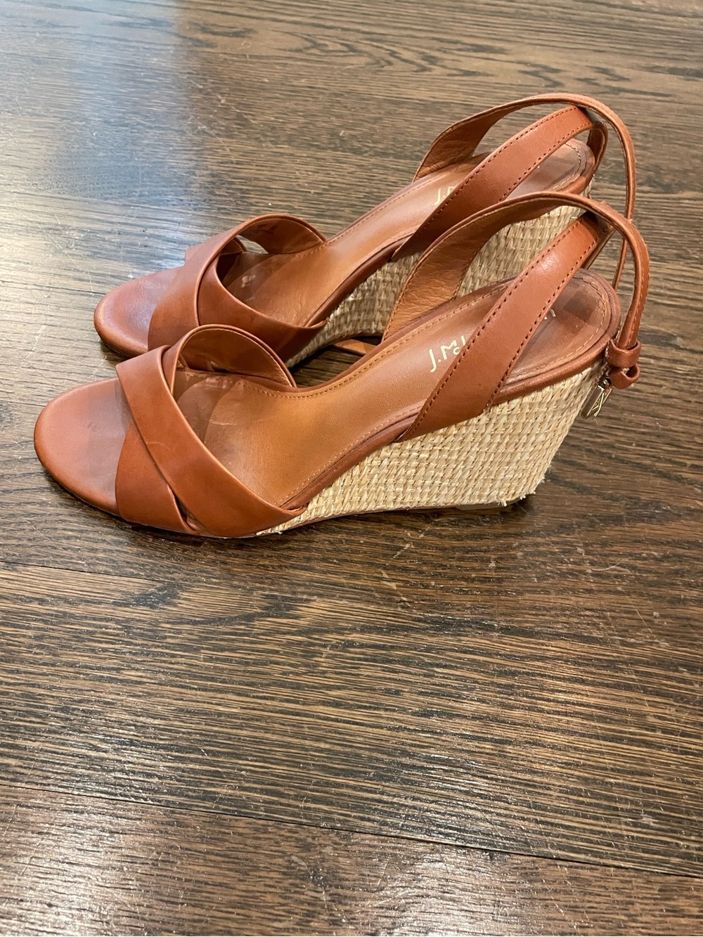 Women's Tan Leather Wedge Sandals
